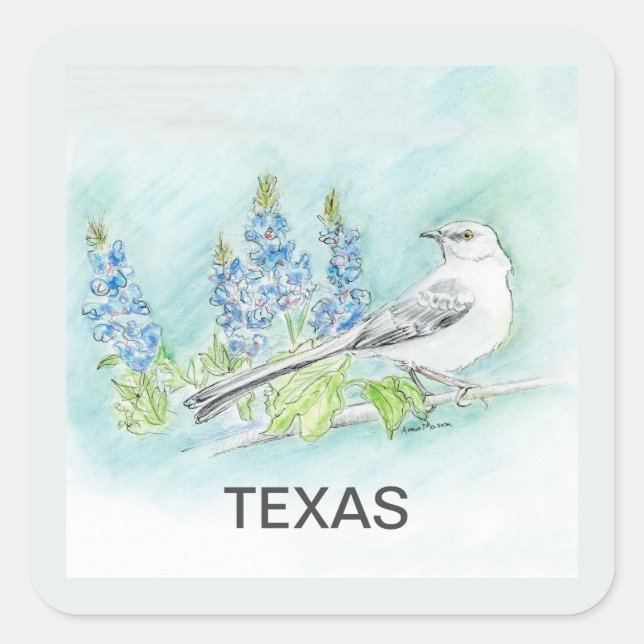 Sticker Carré Fleur d'oiseau du Texas (Devant)