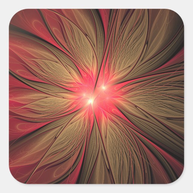 Sticker Carré Fleur fractale de fansy rouge (Devant)