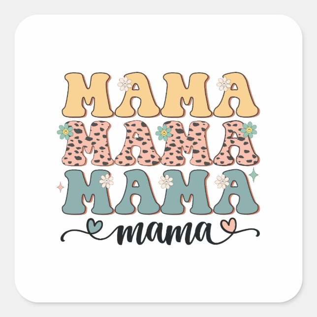 Sticker Carré Fleur Mama (Devant)