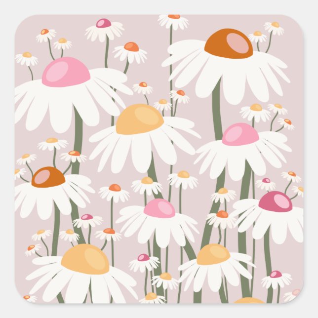 Sticker Carré Fleur Marché Copenhague Blush Pink Floral Motif (Devant)
