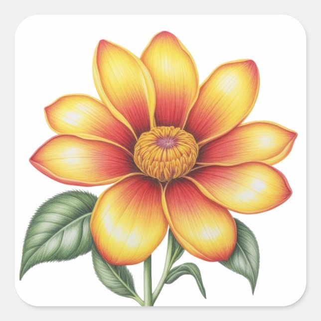 Sticker Carré Fleur orange (Devant)