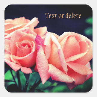 Sticker Carré Fleur Rose de pêche personnalisée