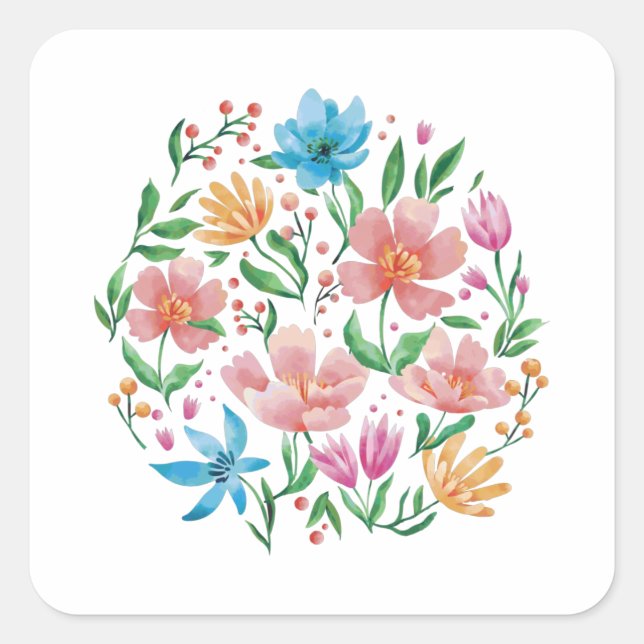 Sticker Carré Fleur sauvage (Devant)