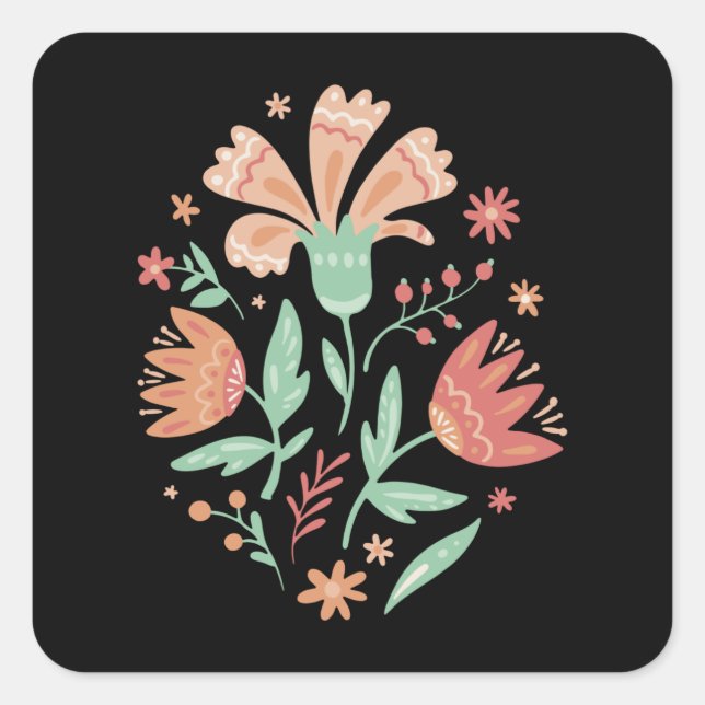 Sticker Carré Fleur sauvage (Devant)