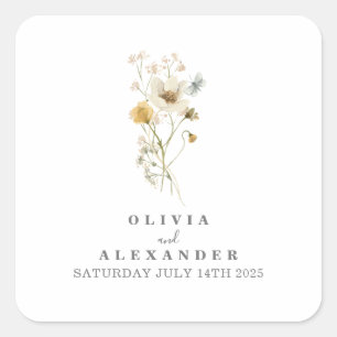 Sticker Carré Fleur sauvage Boho jardin fleuri