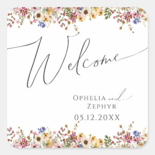 Sticker Carré Fleur sauvage coloré   Accueil du Mariage de prair