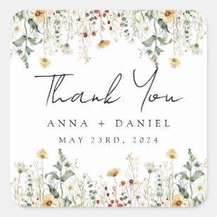 Sticker Carré Fleur sauvage d'été Mariage de terrain