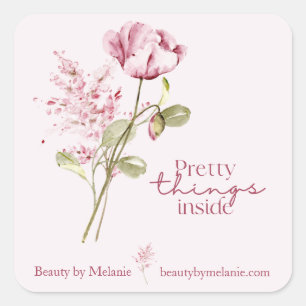 Sticker Carré Fleur sauvage rose Jolie chose à l'intérieur du bâ