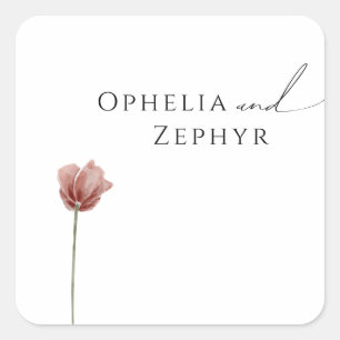 Sticker Carré Fleur sauvage simple Sceaux d'enveloppe mariage