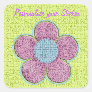Sticker Carré Fleur texturée rose