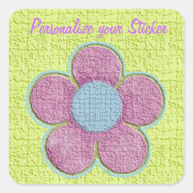 Sticker Carré Fleur texturée rose (Devant)