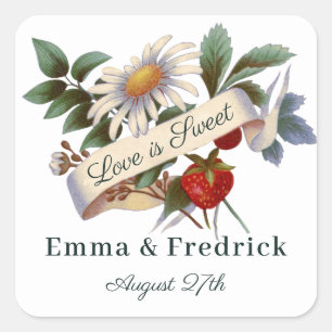 Sticker Carré Fleur vintage bannière L'amour est doux