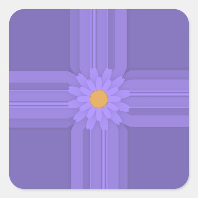 Sticker Carré Fleur Violette Simple sur Croix Impression Moderne (Devant)