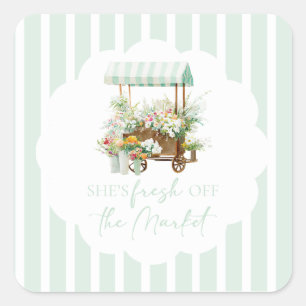 Sticker Carré Fleuriste de marché fraîchement cueillies pour une