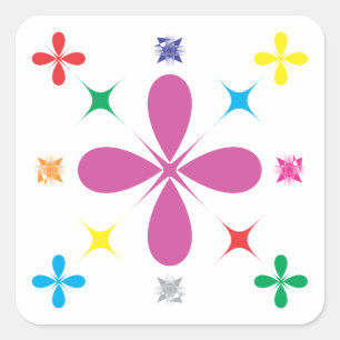 Sticker Carré Fleurs Abstraites