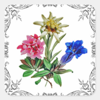 Sticker Carré Fleurs alpines