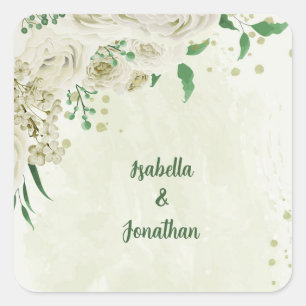 Sticker Carré Fleurs blanches d'ivoire mariage