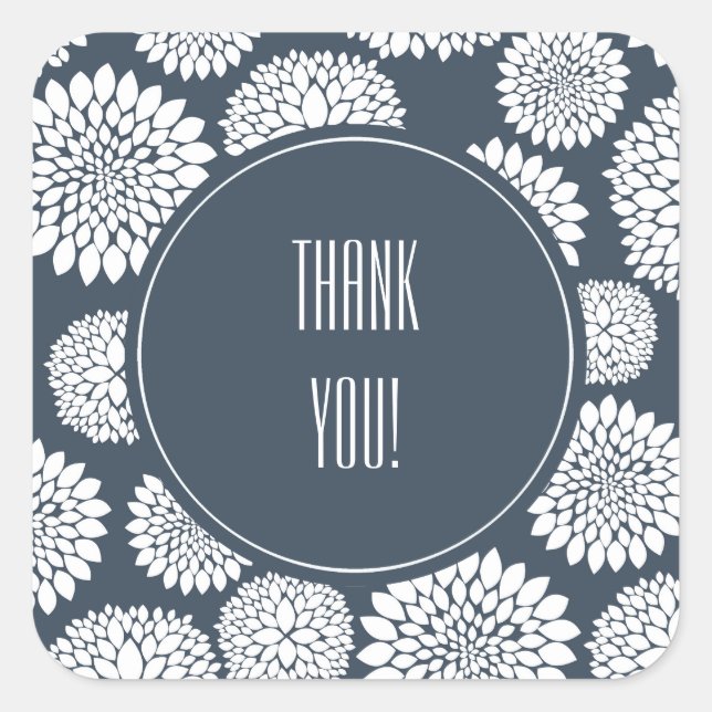 Sticker Carré Fleurs Bleues Chic (Devant)