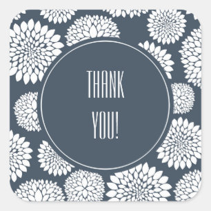 Sticker Carré Fleurs Bleues Chic
