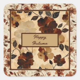 Sticker Carré Fleurs Boho Fall Foliage
