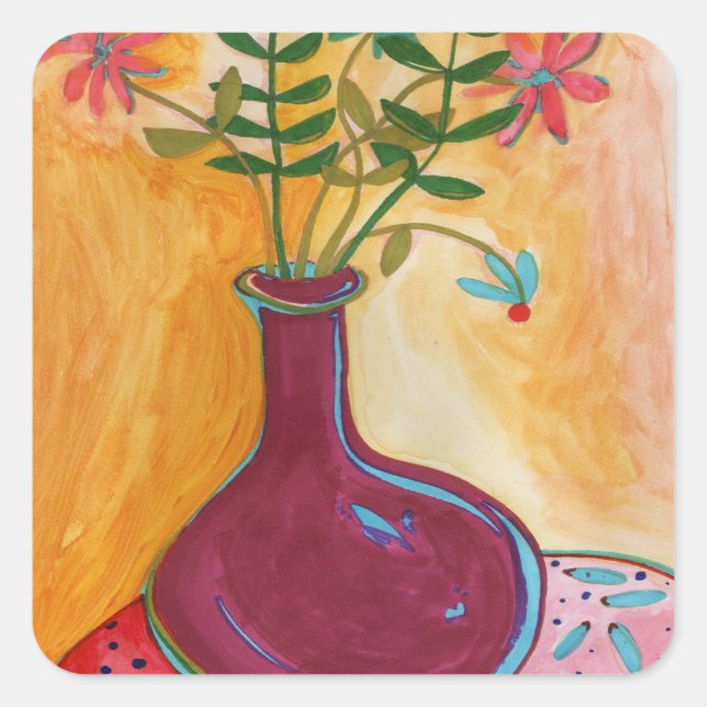 Sticker Carré Fleurs d'anniversaire (Devant)