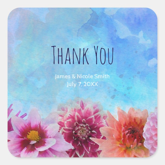 Sticker Carré Fleurs d'aquarelle Fête des mariées florale modern (Devant)