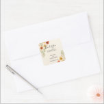 Sticker Carré Fleurs d'aquarelle mariage botanique merci<br><div class="desc">Autocollants de Merci botanique de fleurs d'aquarelle botanique rustique mariage. Pour un mariage de printemps,  d'été,  d'automne ou d'hiver. Vous pouvez facilement ajouter votre propre texte pour le rendre très personnel et unique.</div>