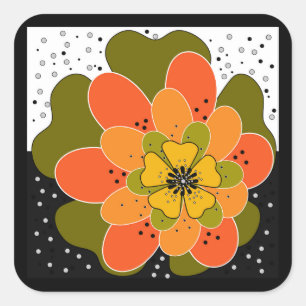 Sticker Carré Fleurs d'automne, automne, fleur, projecteur d'ill