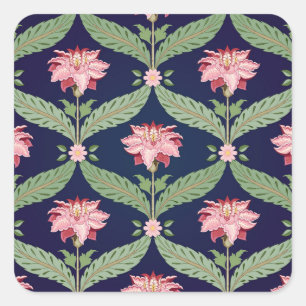 Sticker Carré Fleurs de Fantaisie : Motifs Indiens Sombres