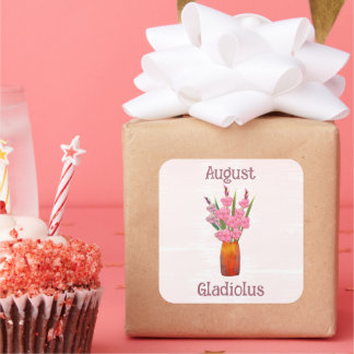 Sticker Carré Fleurs de Gladiolus Art Anniversaire Août