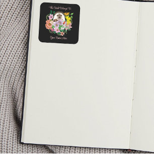 Sticker Carré Fleurs de hérisson mignonnes