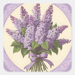 Sticker Carré Fleurs de lilas violettes