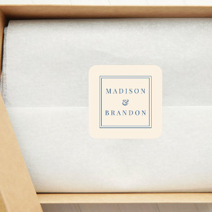 Sticker Carré Fleurs de mariage du milieu du siècle   Crème