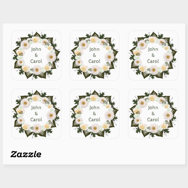 Sticker Carré Fleurs de mariage germinales arrangement floral Po (Feuille)