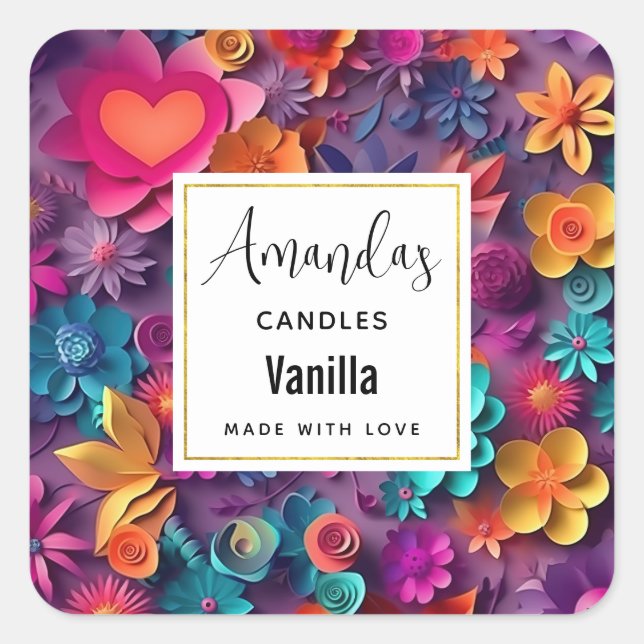 Sticker Carré Fleurs de printemps colorées Motif (Devant)