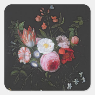 Sticker Carré Fleurs de printemps dans un vase en verre, 17ème s
