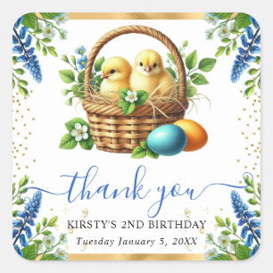 Sticker Carré Fleurs de printemps pour l'anniversaire des poussi