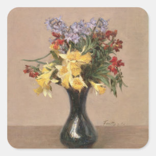 Sticker Carré Fleurs de ressort, 1869 (huile sur la toile)