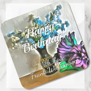 Sticker Carré Fleurs de soie et de maïs 2190 pour anniversaire
