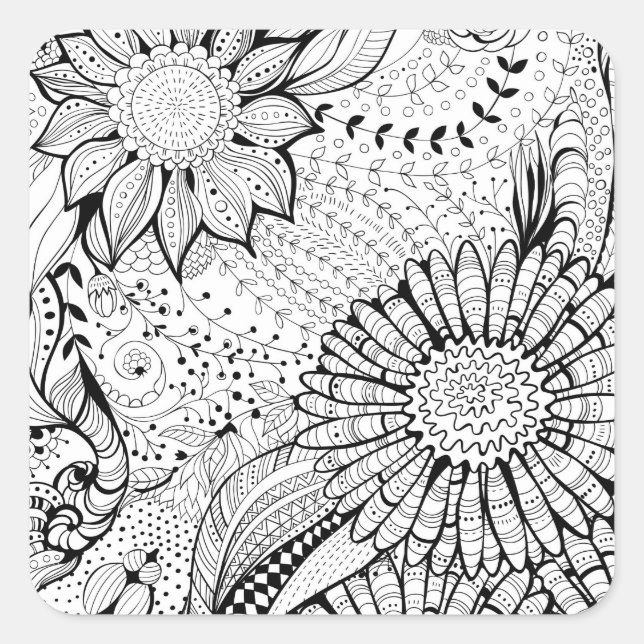 Sticker Carré Fleurs décoratives (Devant)