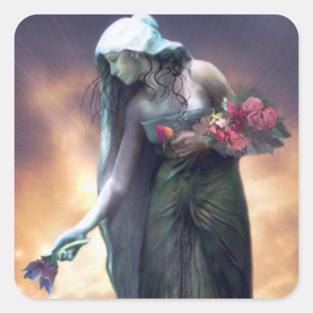 Sticker Carré fleurs d'ostara carré (Devant)