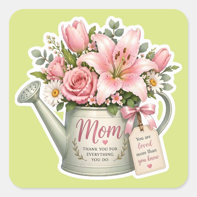 Sticker Carré Fleurs du jardin de maman (Devant)