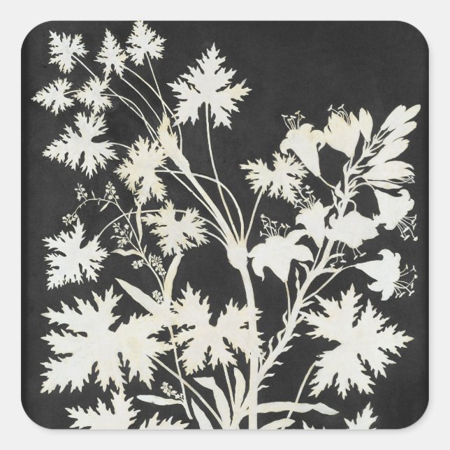 Sticker Carré Fleurs en silhouette (Devant)