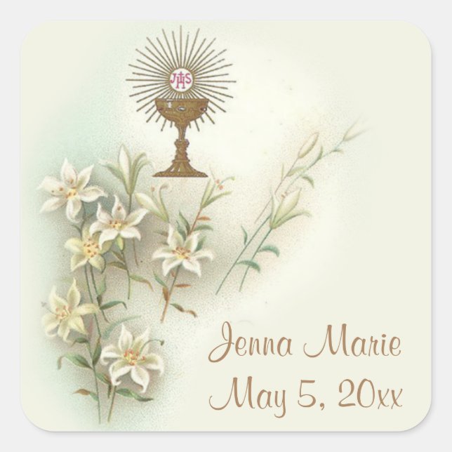 Sticker Carré Fleurs eucharistes de la première communion (Devant)