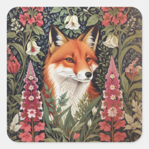 Sticker Carré Fleurs Fox et Foxglove William Morris Inspiré