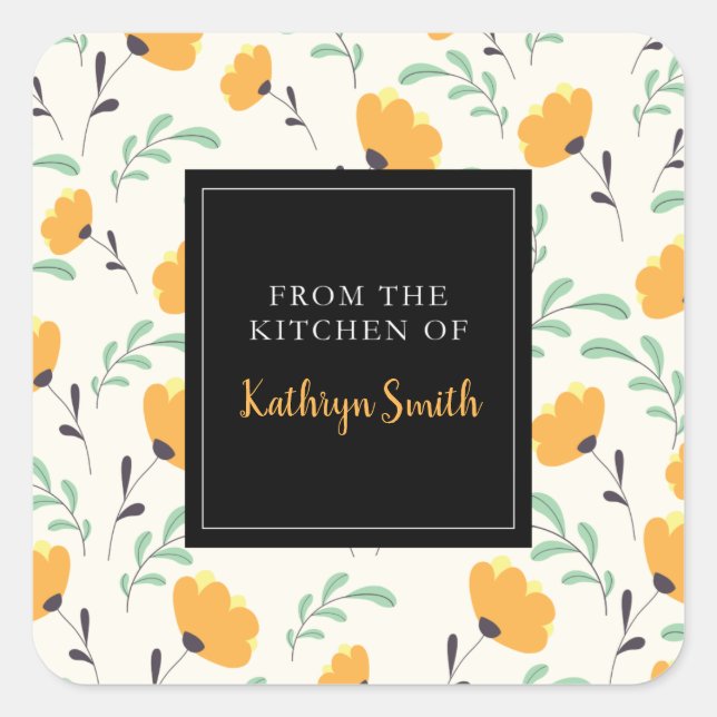 Sticker Carré fleurs jaunes mignonnes florale de la cuisine de (Devant)