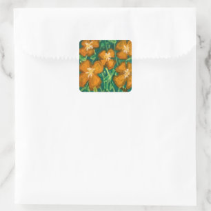 Sticker Carré Fleurs orange