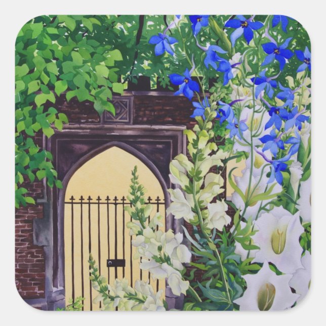 Sticker Carré Fleurs par une porte éclairée 2008 (Devant)