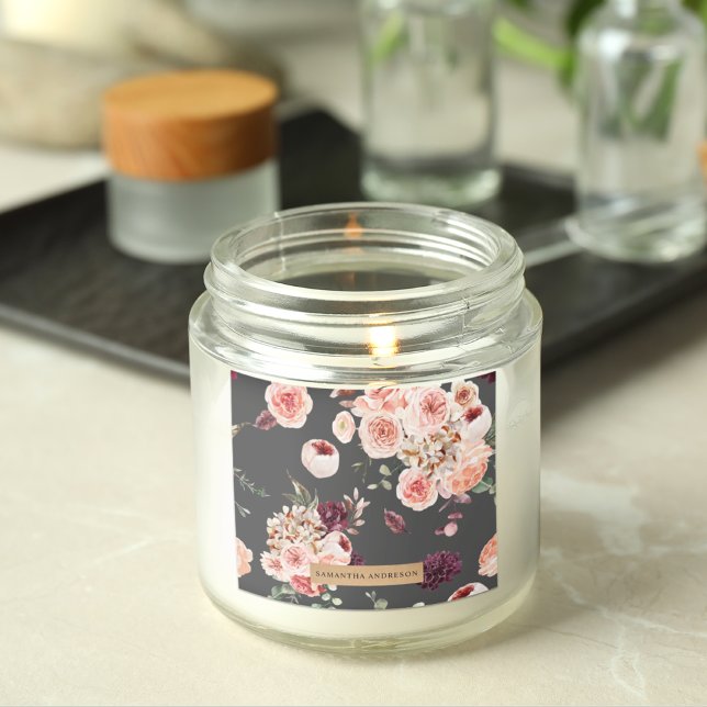 Sticker Carré Fleurs Pastel Modernes & Cadeau Personnalisé Kraft (Créateur téléchargé)