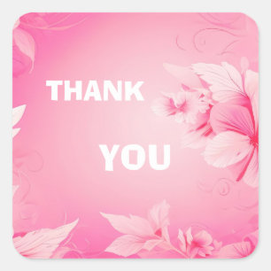 Sticker Carré fleurs roses douces merci